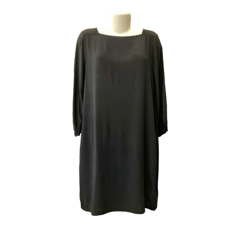 Gap Women's Black Square Neck Black Lightweight Long Sleeve Midi Dress | Size M